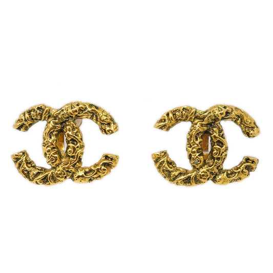 Luxury Chanel CC Earrings Clip-On Gold 93A Large