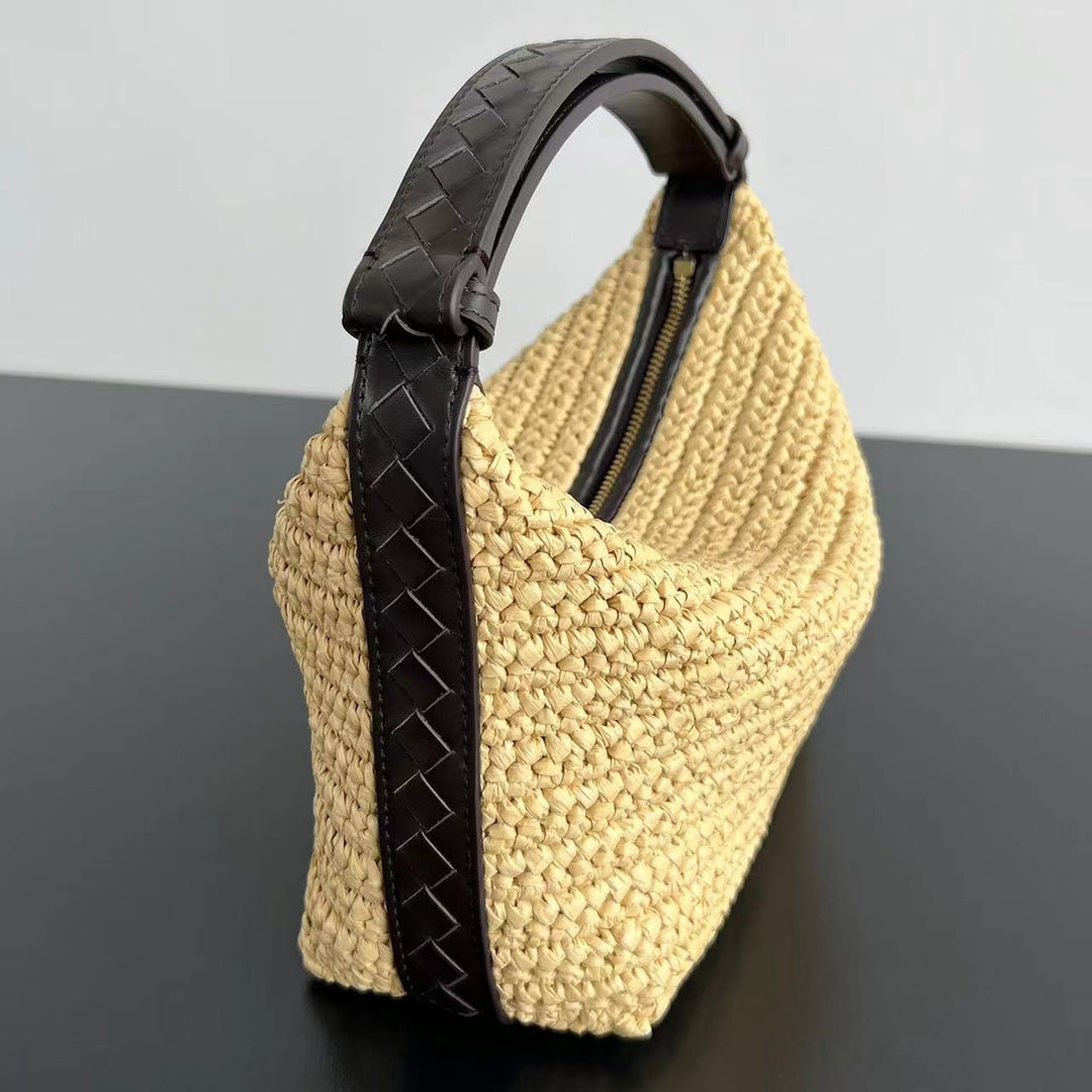 Luxury Bottega Veneta MINI WALLACE 20 BAG IN NATURAL RAFFIA CROCHET