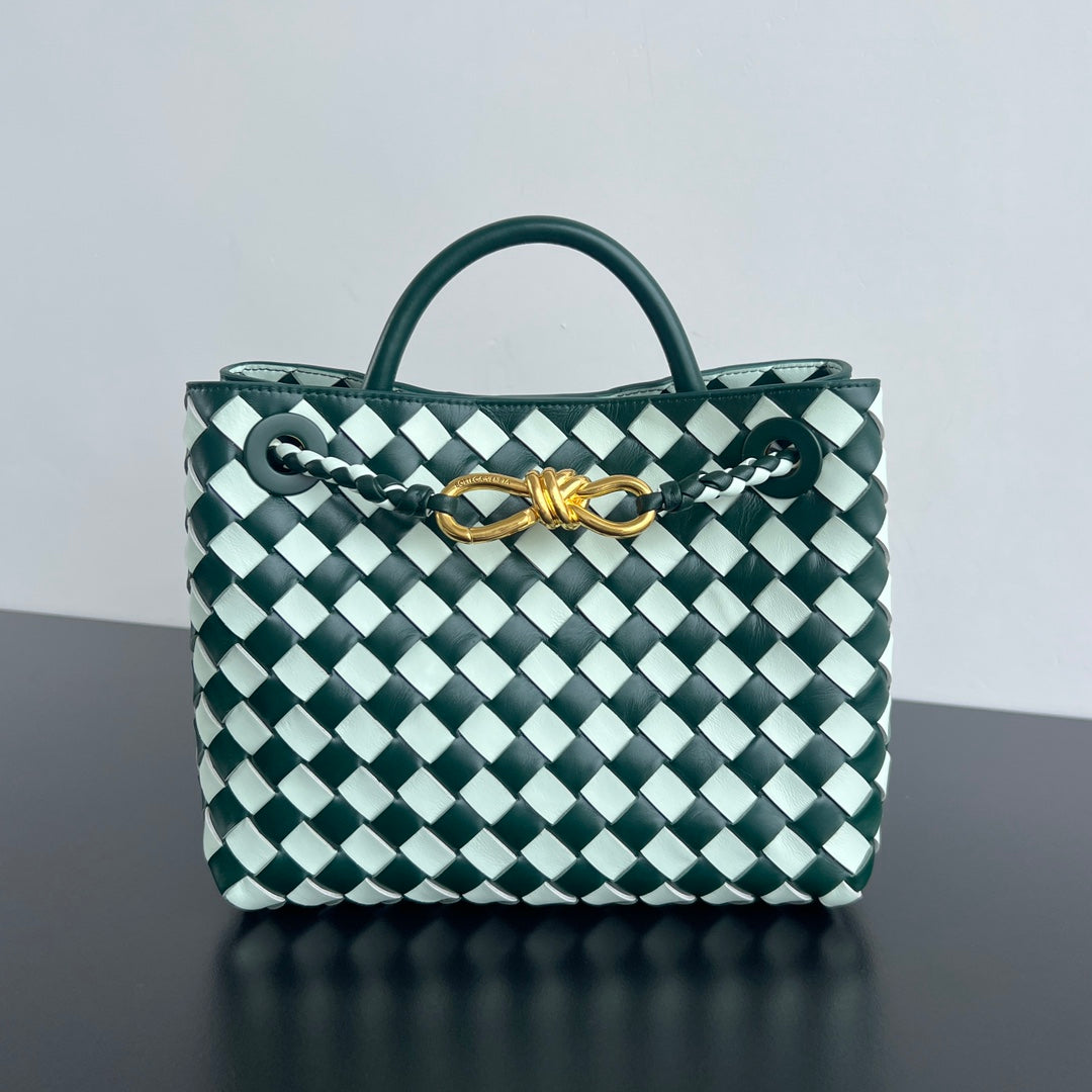 Luxury Bottega Veneta bv small andiamo 25 white dark green lambskin