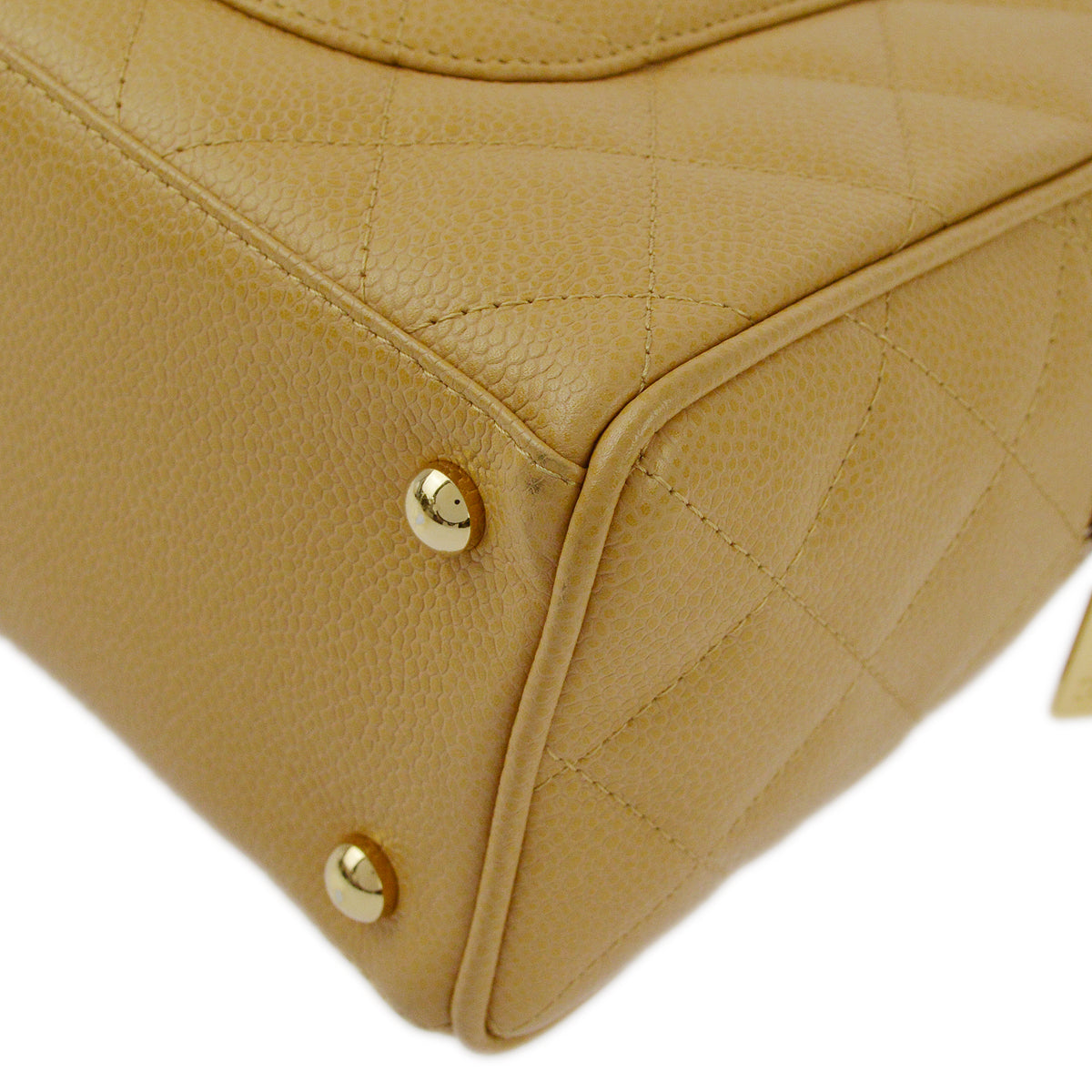 Luxury Chanel 2004-2005 Beige Caviar Bowling Bag 27