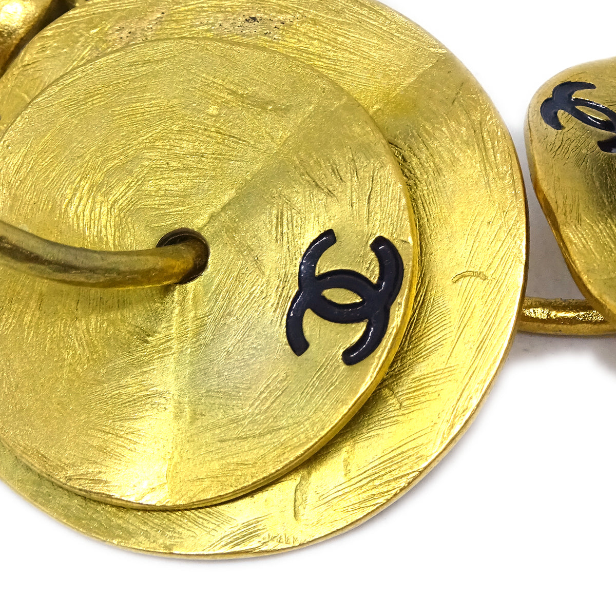 Luxury Chanel Dangle Hoop Earrings Clip-On Gold 94A