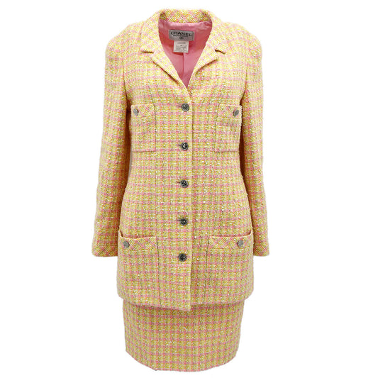 Luxury Chanel Setup Suit Jacket Skirt Pink 96P #40