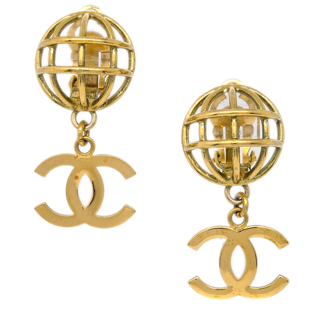Luxury Chanel Gold Dangle Earrings Clip-On 29