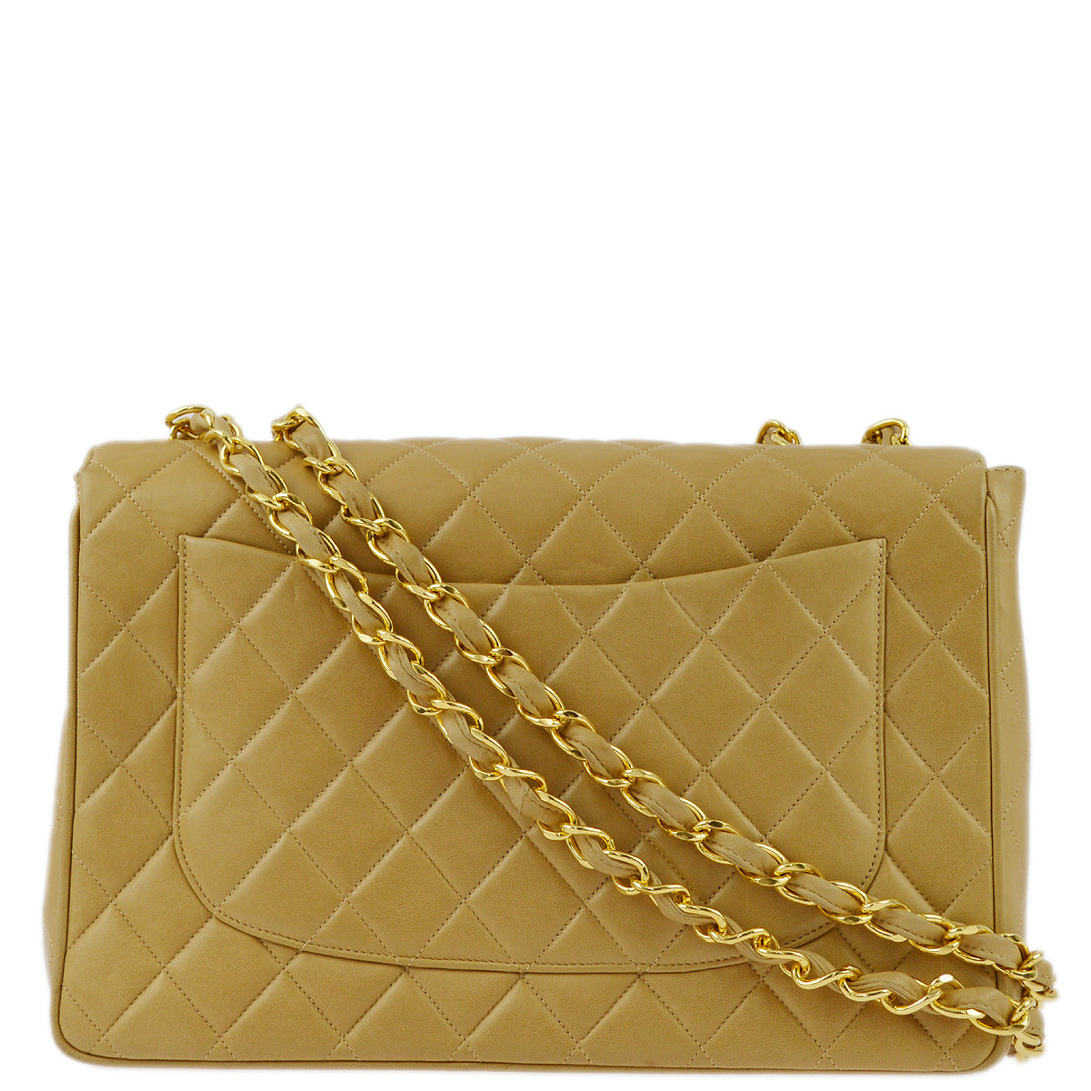 Luxury Chanel 1994-1996 Beige Lambskin Jumbo Classic Flap Bag