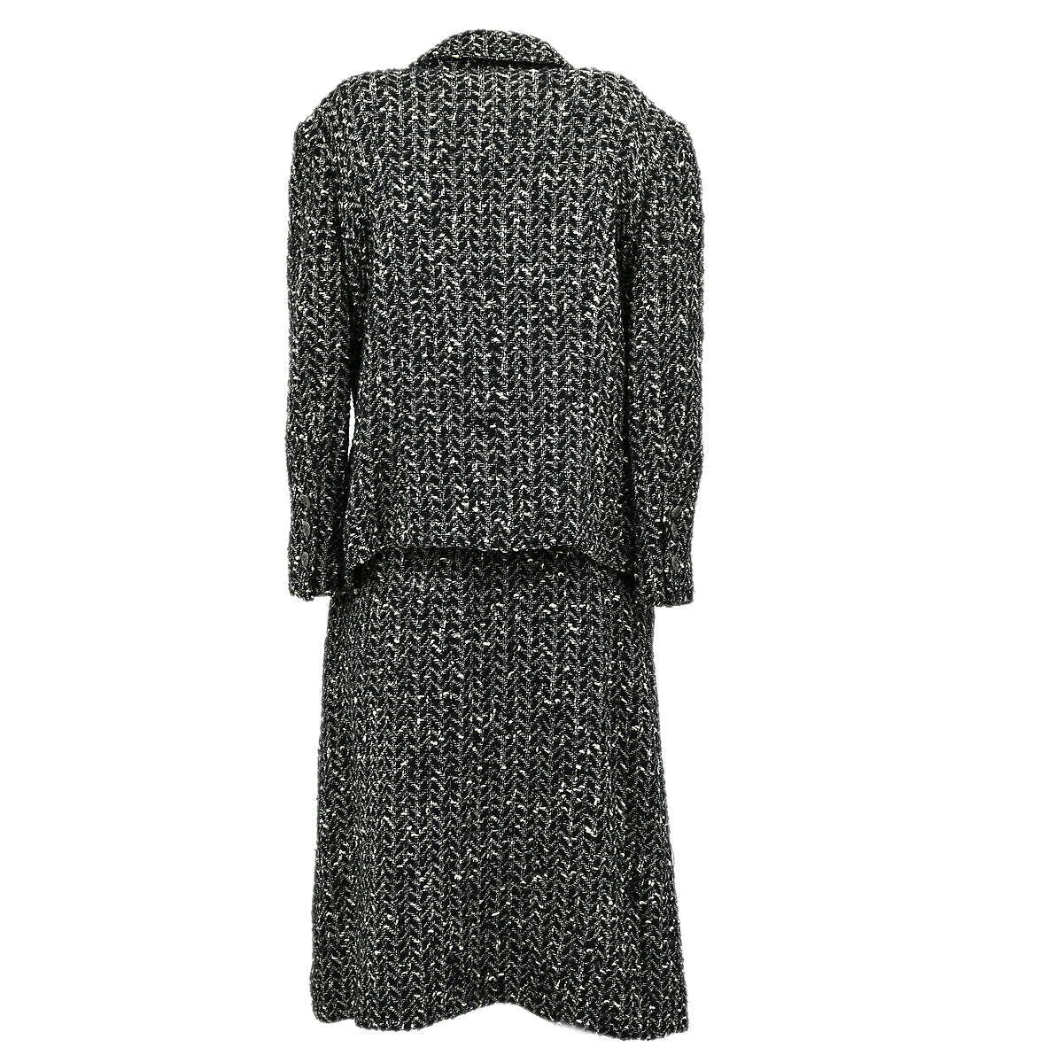 Luxury Chanel Setup Suit Jacket Skirt Black 97A #46
