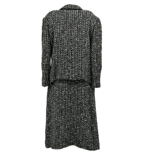 Luxury Chanel Setup Suit Jacket Skirt Black 97A #46