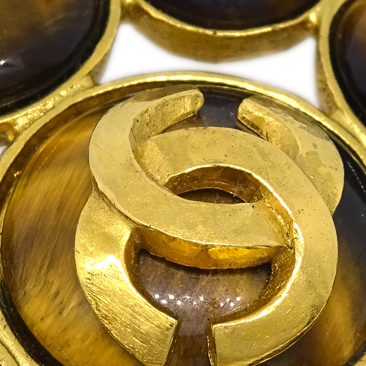 Luxury Chanel Stone Brooch Pin Brown 95A