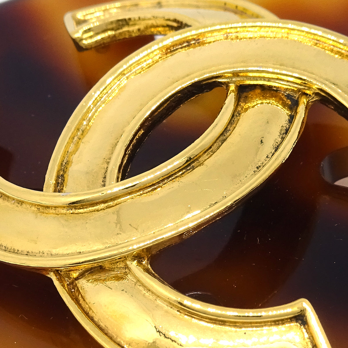 Luxury Chanel Clover Brooch Pin Brown 94P