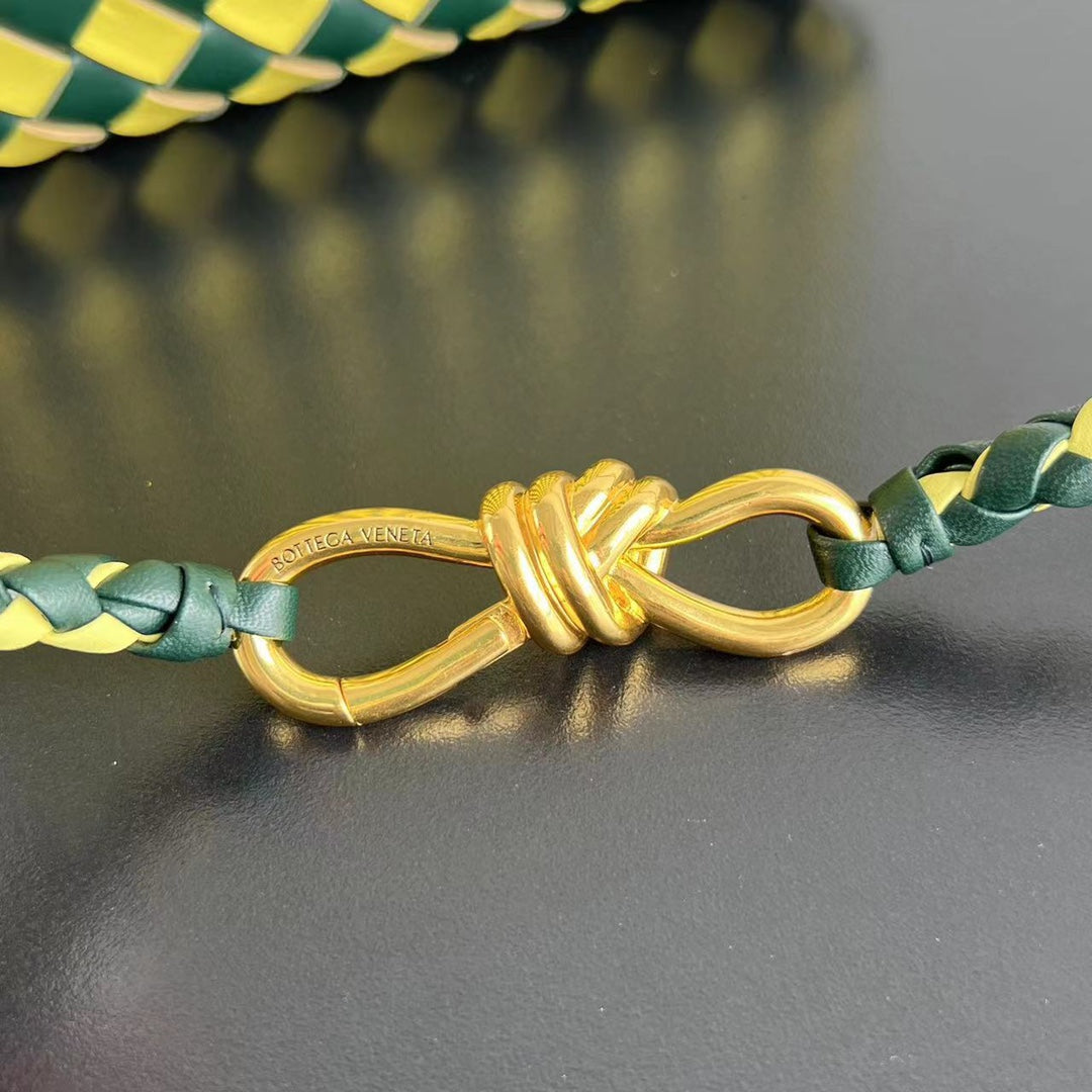 Luxury Bottega Veneta bv small andiamo 25 yellow dark green lambskin