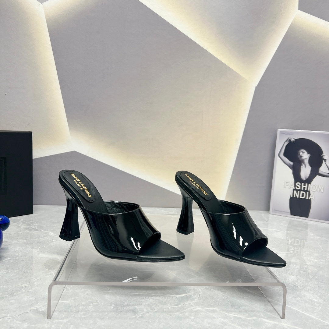 Luxury Saint Laurent SL GOLDIE MULES BLACK POLISHED CALFSKIN