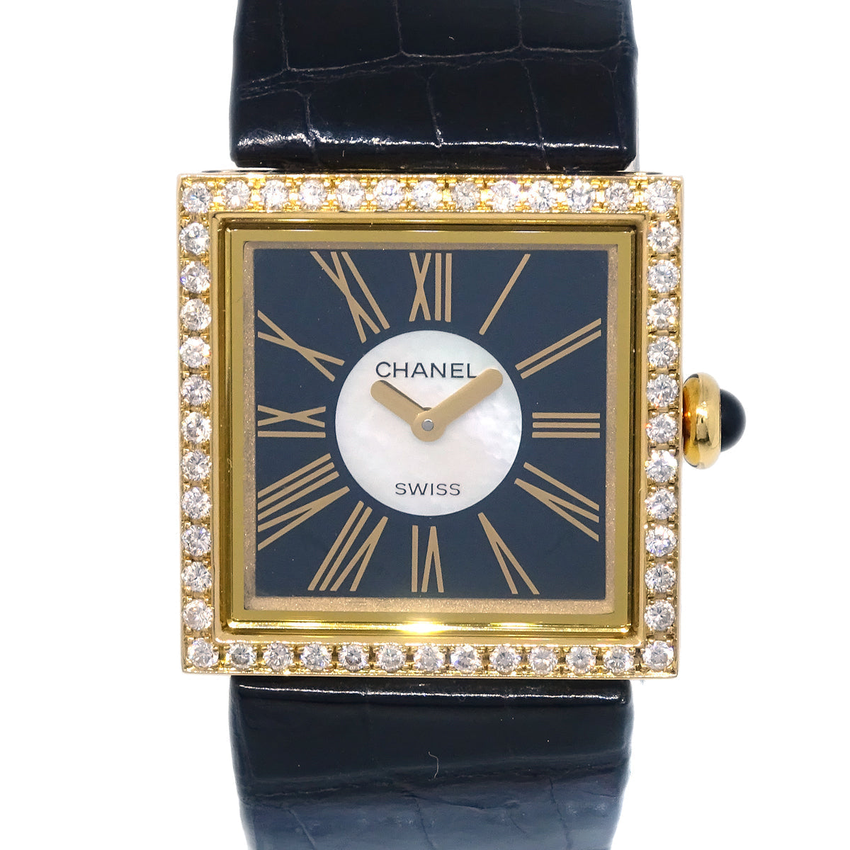 Luxury Chanel Mademoiselle Watch Diamond 18KYG Crocodile