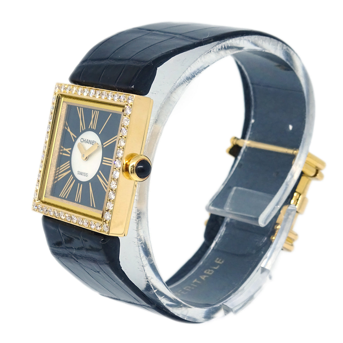 Luxury Chanel Mademoiselle Watch Diamond 18KYG Crocodile