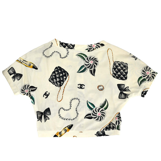 Luxury Chanel Cropped T-shirt Ivory 96P #38