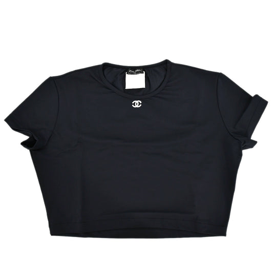 Luxury Chanel Cropped T-shirt Black P95 #44