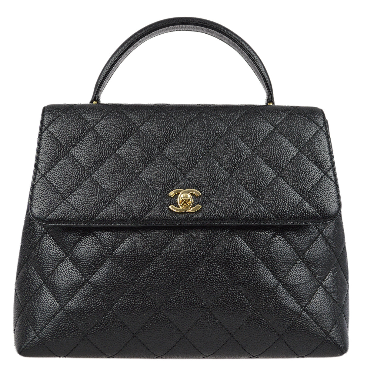Luxury Chanel 2001-2003 Black Caviar Kelly Handbag