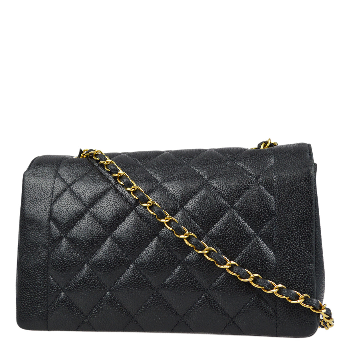 Luxury Chanel 1994-1996 Black Caviar Medium Diana Shoulder Bag