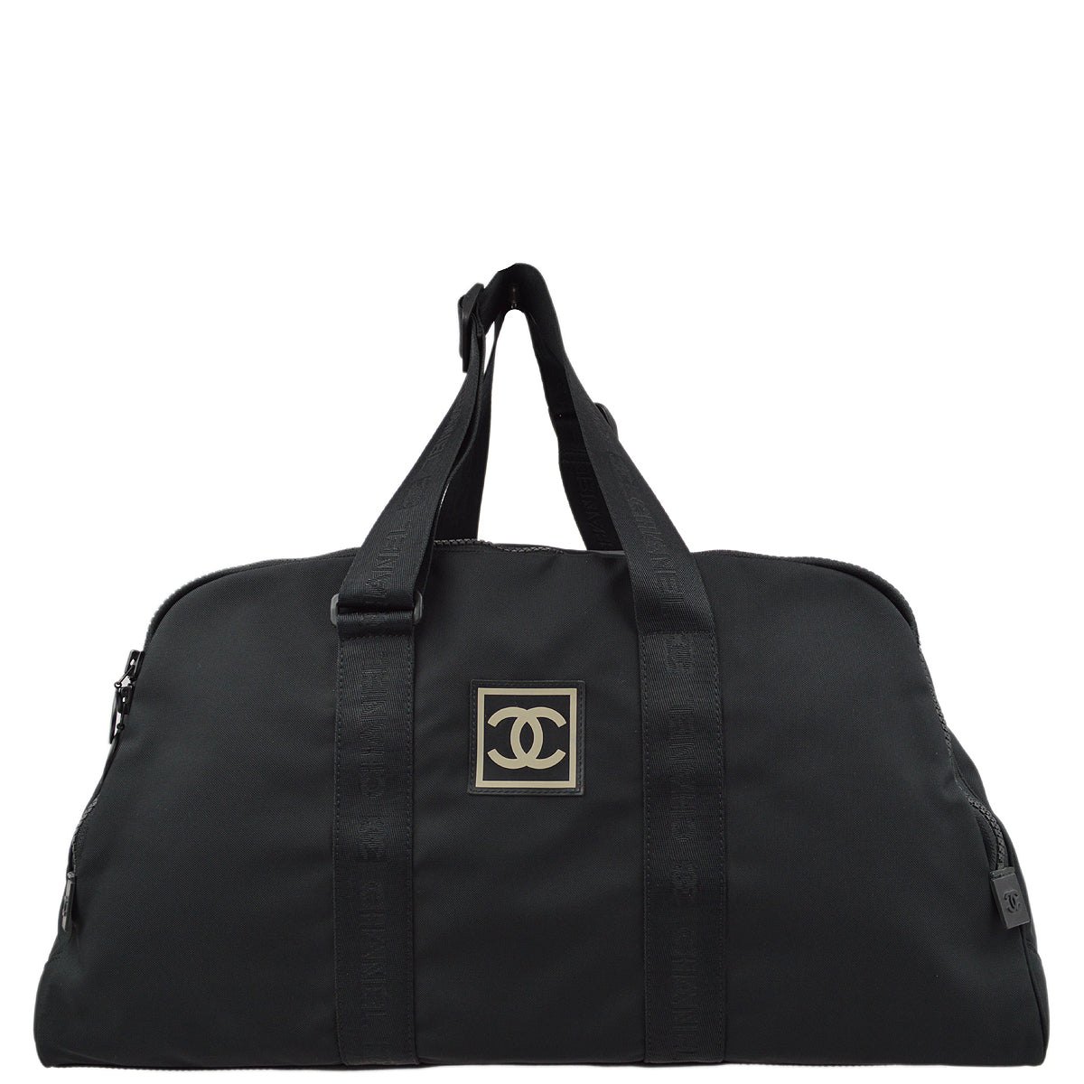 Luxury Chanel Black Nylon Sport Line Duffle Gym Bag