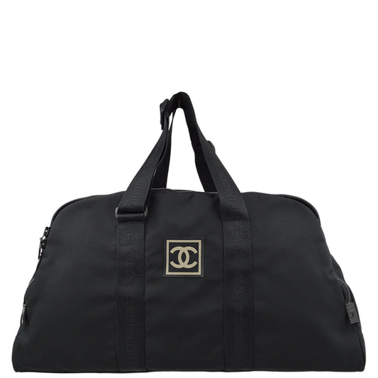 Luxury Chanel Black Nylon Sport Line Duffle Gym Bag