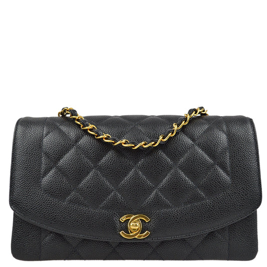 Luxury Chanel Black Caviar Medium Diana Shoulder Bag