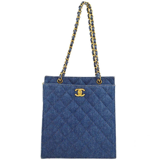 Luxury Chanel 1997-1999 Denim Chain Tote Handbag