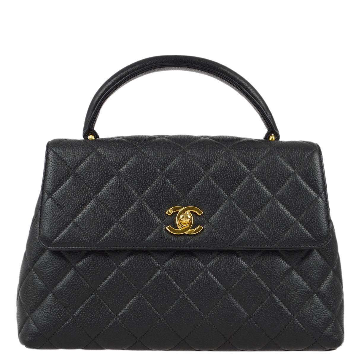 Luxury Chanel 1996-1997 Black Caviar Kelly Handbag