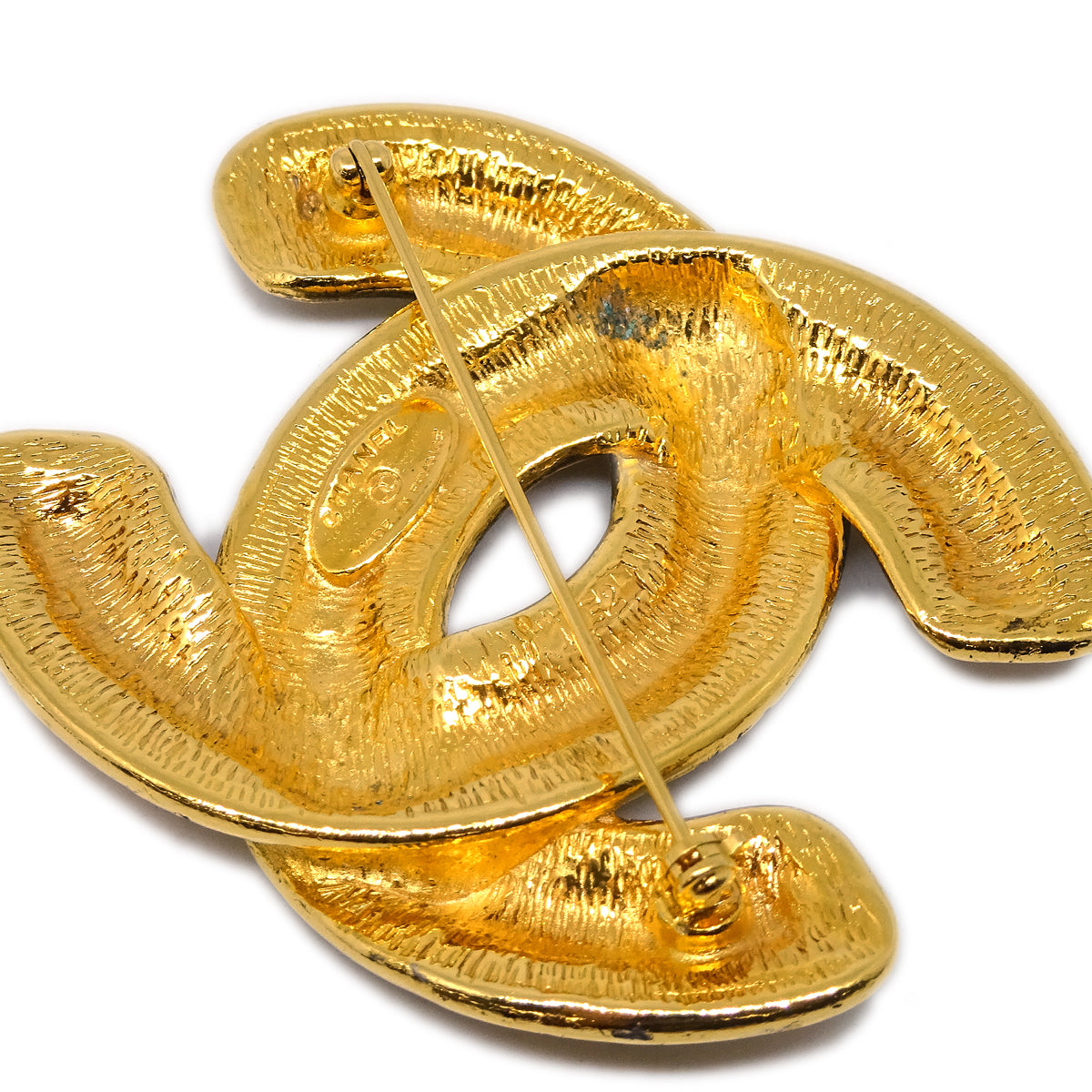 Luxury Chanel CC Brooch Pin Large Gold 1152