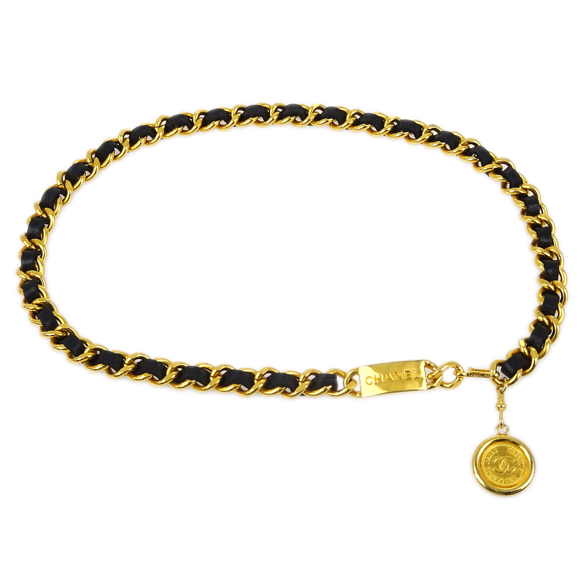 Luxury Chanel Medallion Chain Belt Black Small New