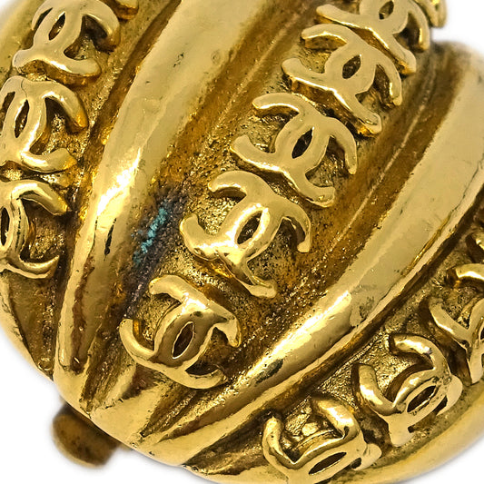 Luxury Chanel Button Earrings Clip-On Gold 23