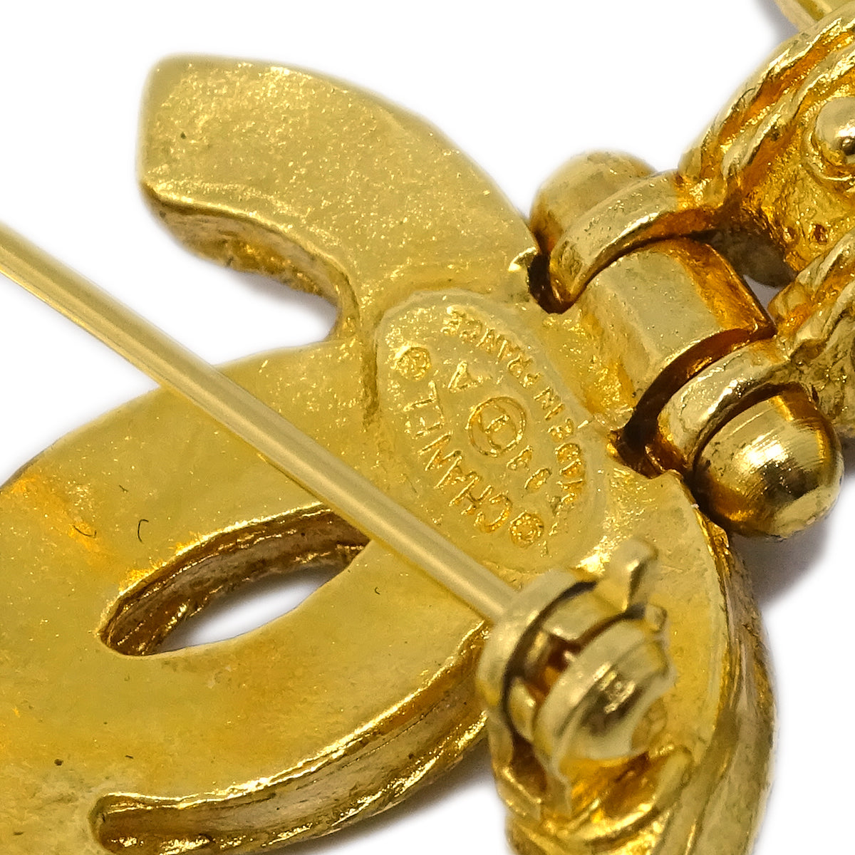 Luxury Chanel Gripoix Brooch Pin Gold Red 94A