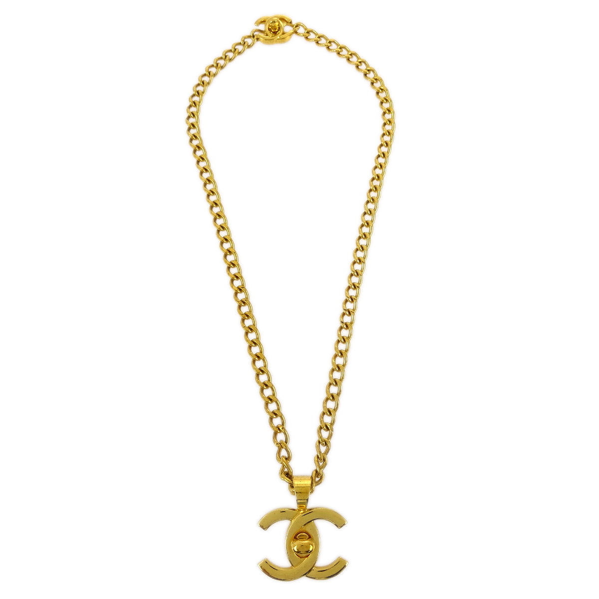 Luxury Chanel Turnlock Gold Chain Necklace 97P