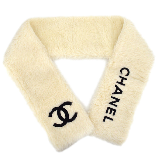 Luxury Chanel Fur Scarf White Small New