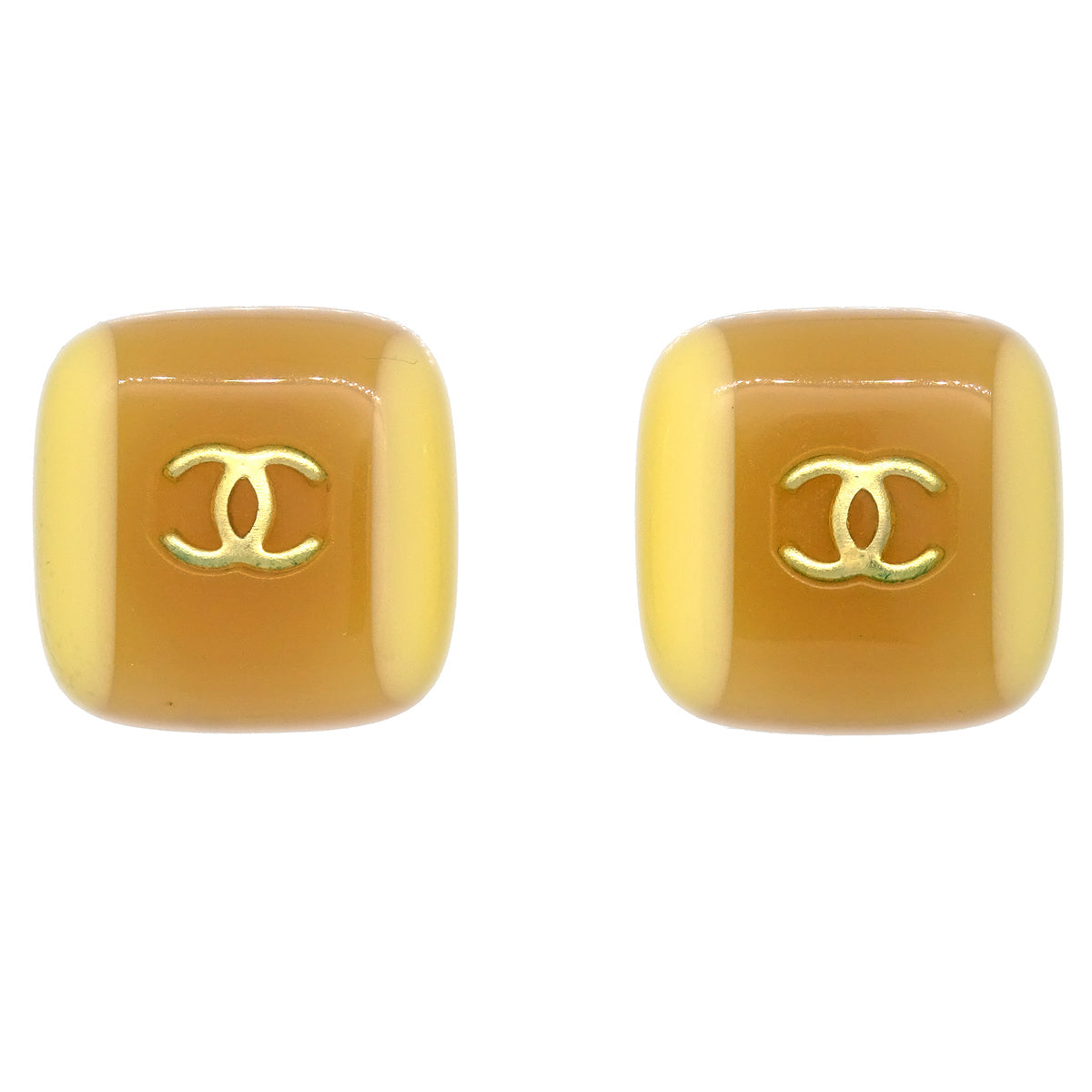 Luxury Chanel Square Earrings Clip-On Beige 01A