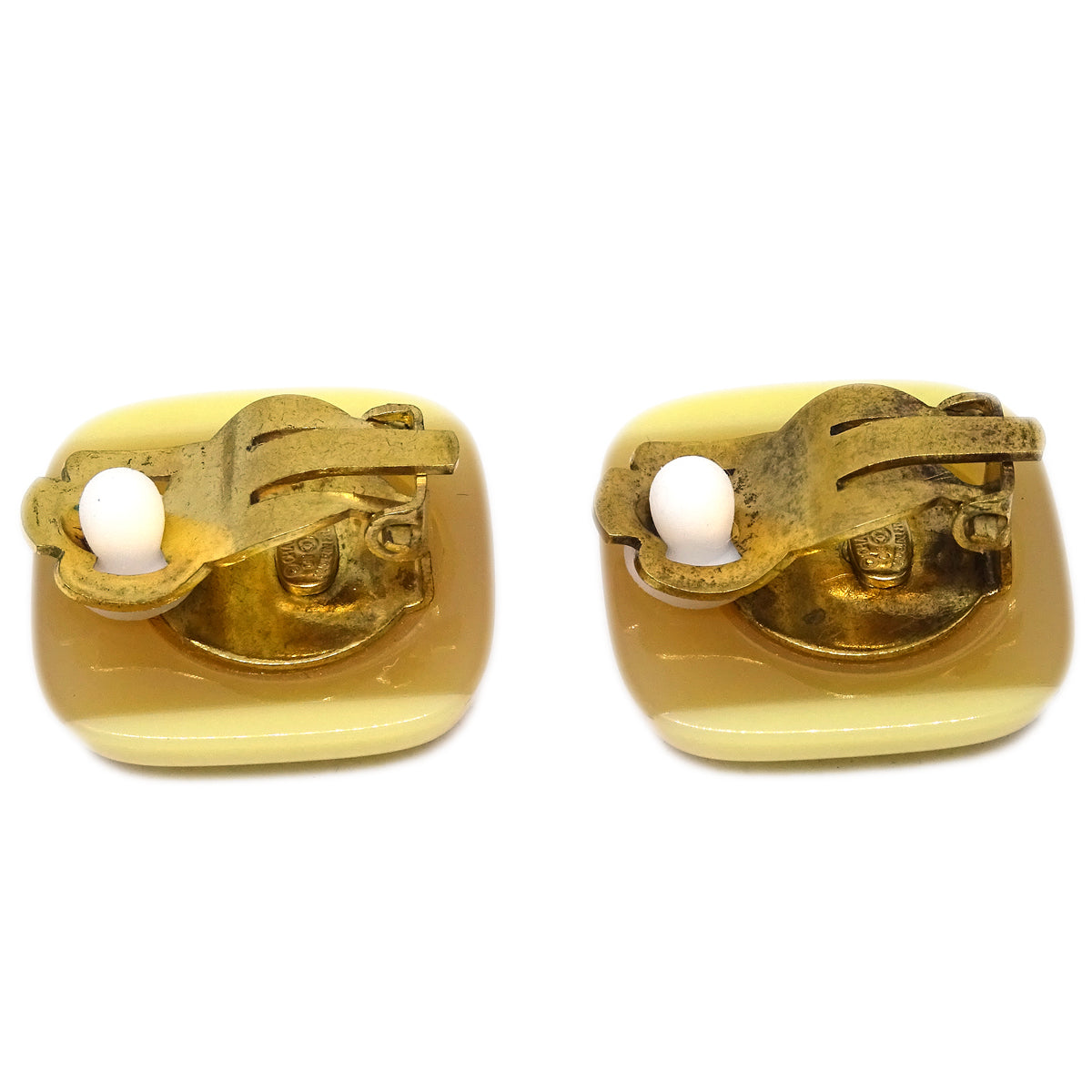 Luxury Chanel Square Earrings Clip-On Beige 01A