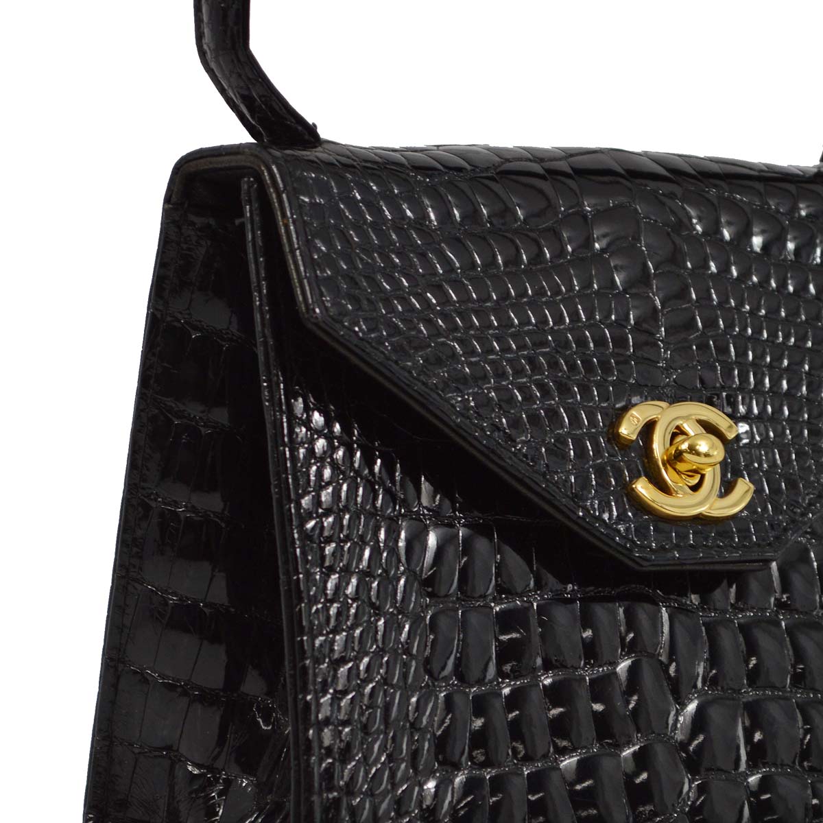 Luxury Chanel * 1996-1997 Black Crocodile Handbag