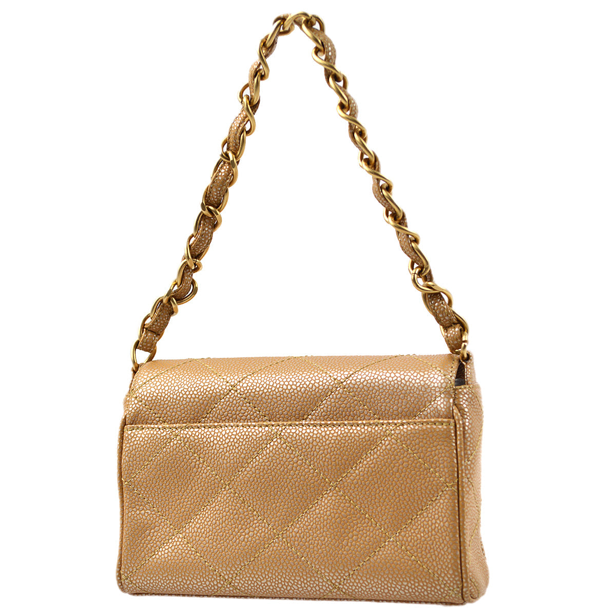 Luxury Chanel 2000-2001 Beige Caviar Chain Handbag 18