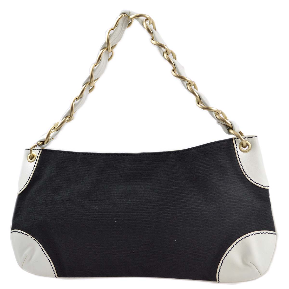 Luxury Chanel 2003-2004 Canvas Calfskin Chain Shoulder Bag