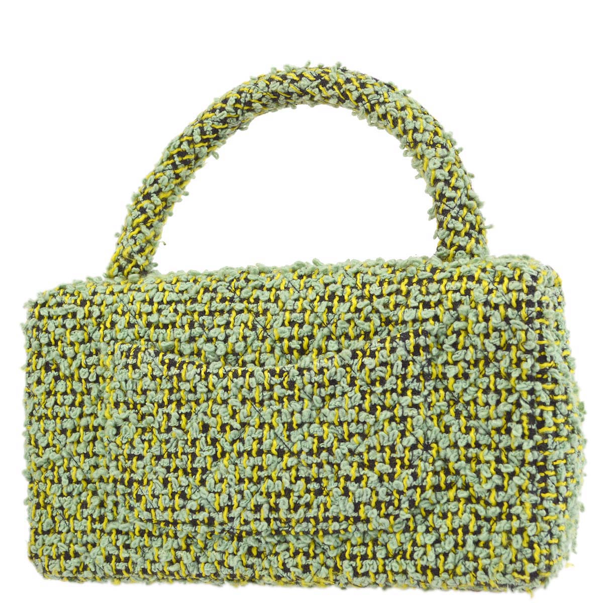 Luxury Chanel 1994-1996 Green Tweed Classic Single Flap 2 in 1 Handbag Set