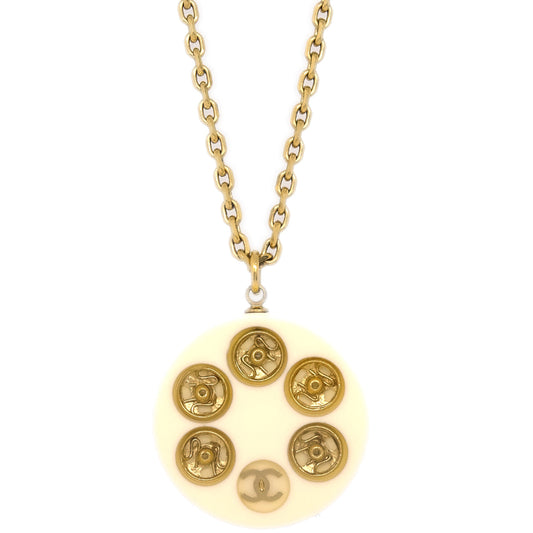 Luxury Chanel Pendant Necklace Gold White 03A