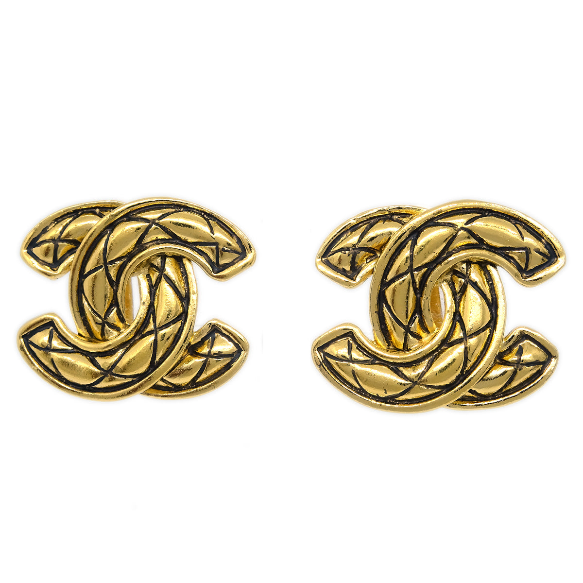 Luxury Chanel Gold CC Earrings Clip-On 2459