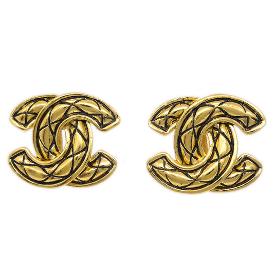 Luxury Chanel Gold CC Earrings Clip-On 2459