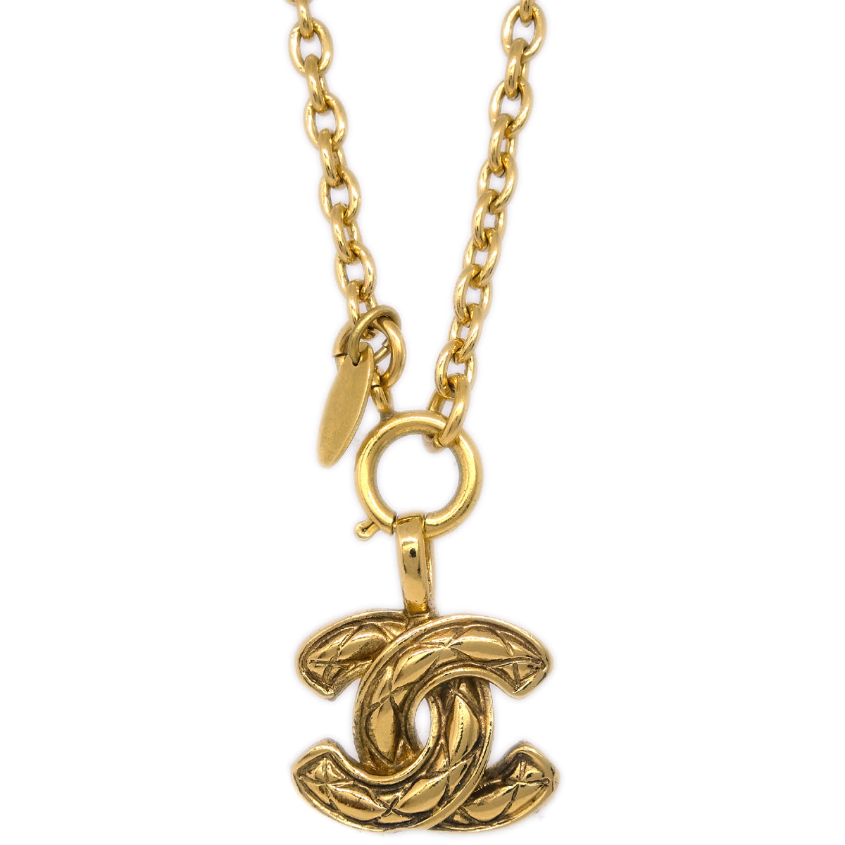Luxury Chanel Gold CC Pendant Necklace 3858