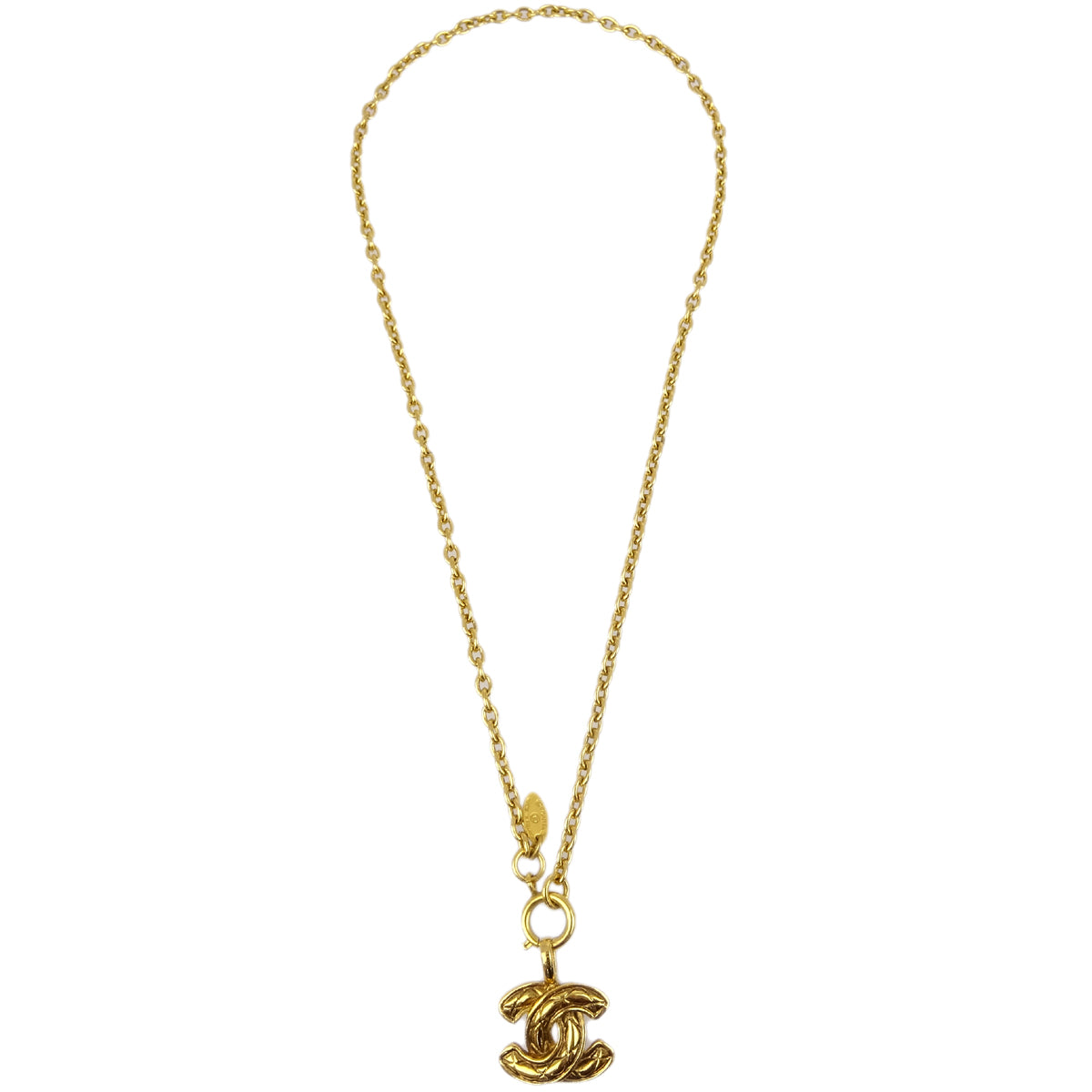 Luxury Chanel Gold CC Pendant Necklace 3858