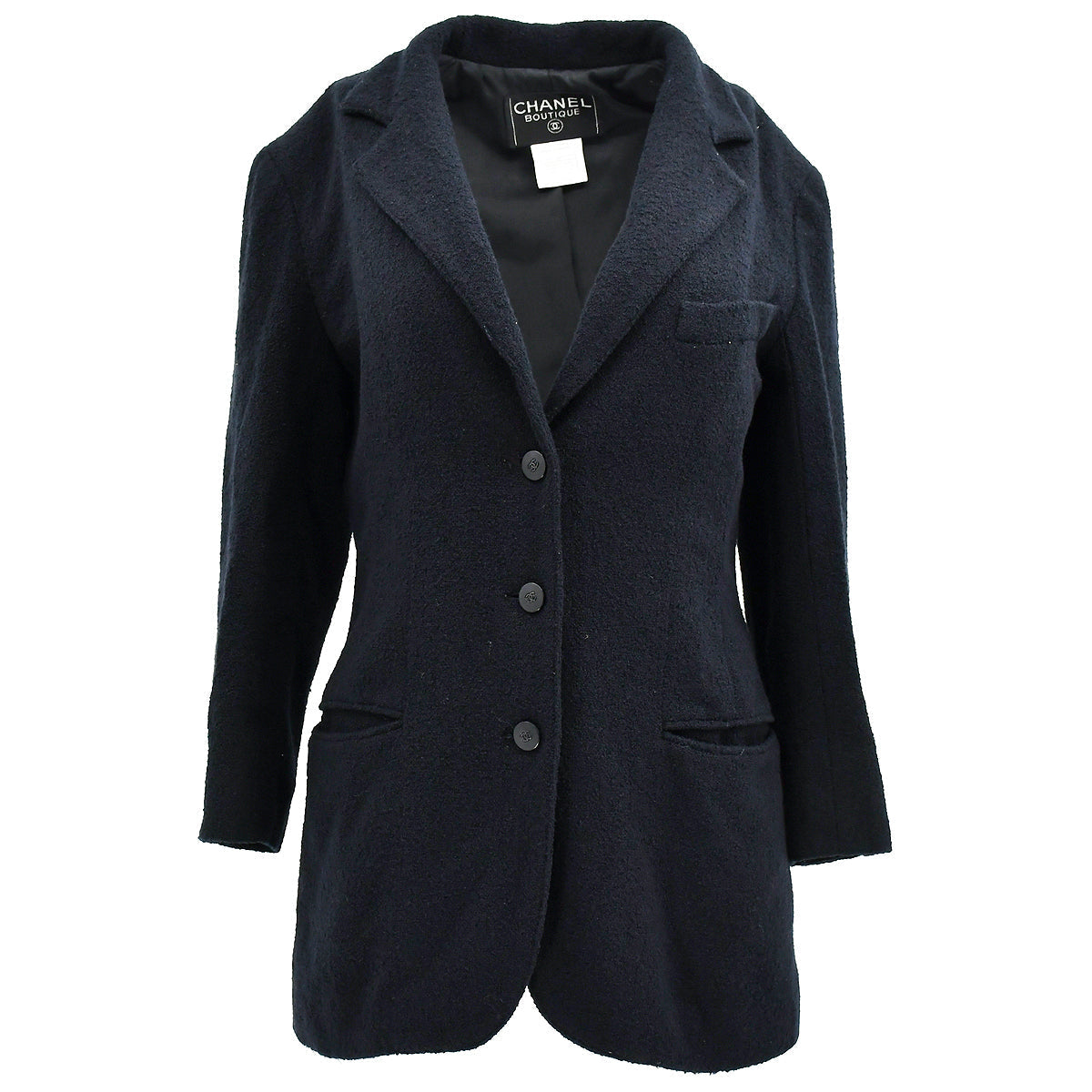 Luxury Chanel Single Breasted Jacket Black 98P #38
