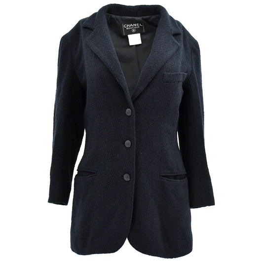 Luxury Chanel Single Breasted Jacket Black 98P #38