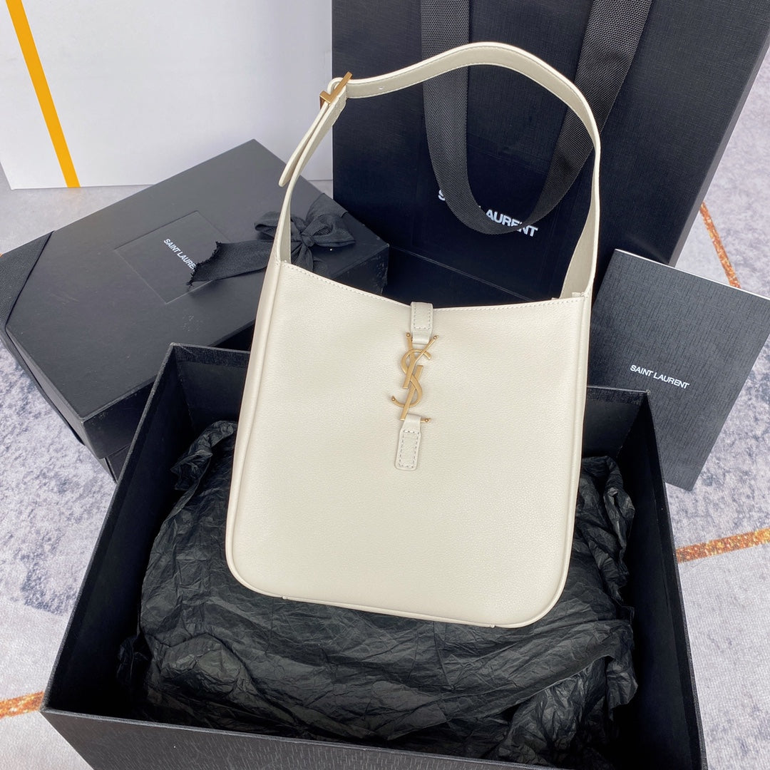 Luxury Saint Laurent le 5a7 small 23cm white calfskin