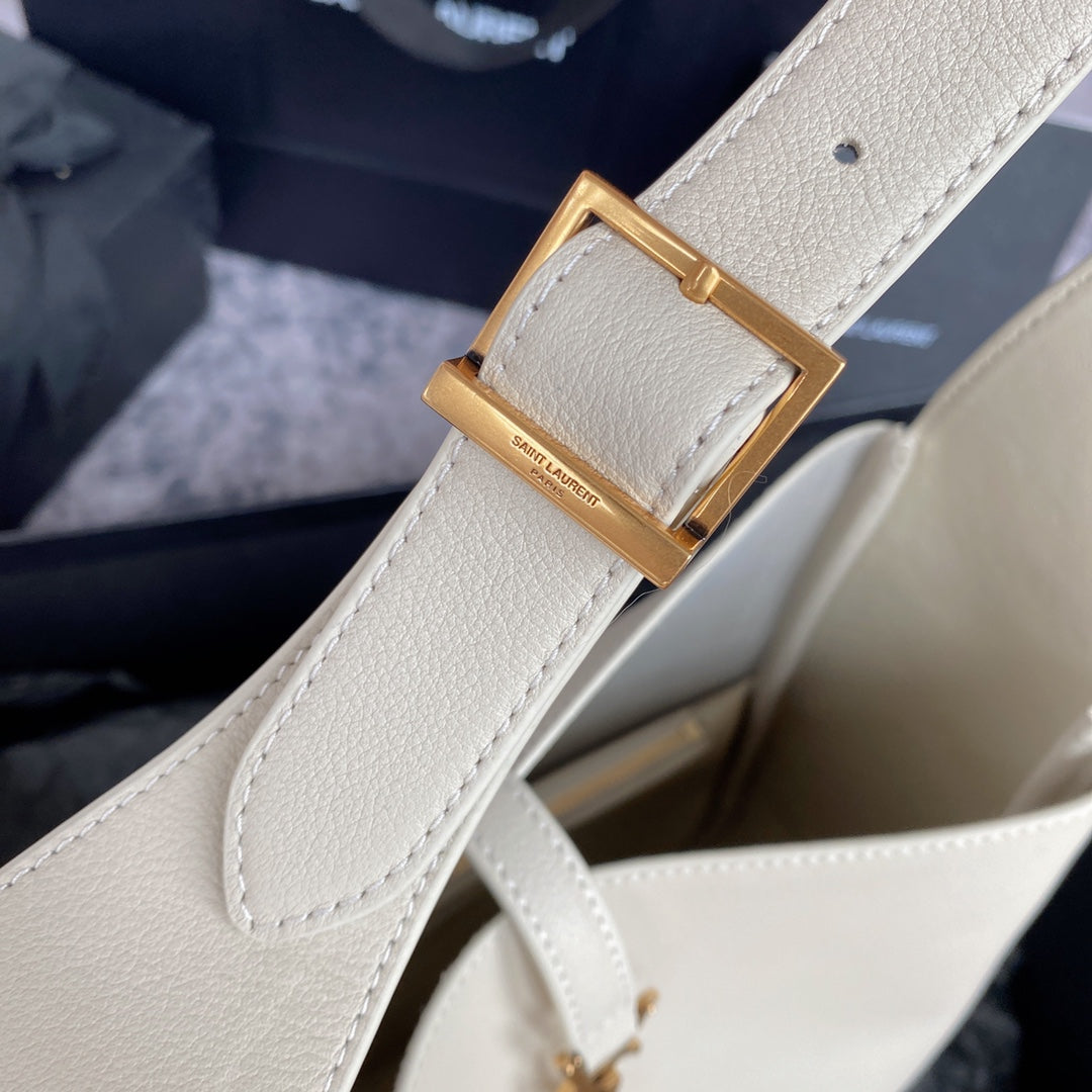 Luxury Saint Laurent le 5a7 small 23cm white calfskin