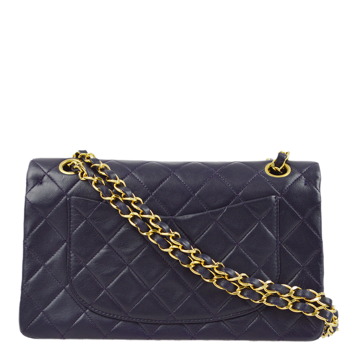 Luxury Chanel * 1989-1991 Navy Lambskin Small Classic Double Flap Shoulder Bag