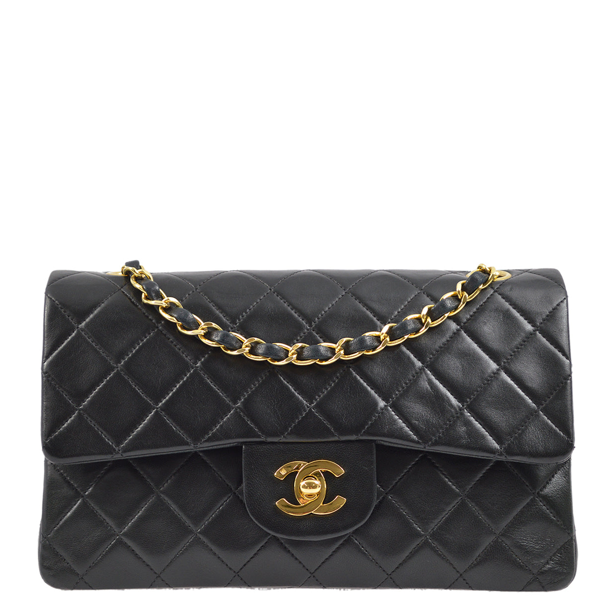 Luxury Chanel 1997-1999 Black Lambskin Small Classic Double Flap Shoulder Bag