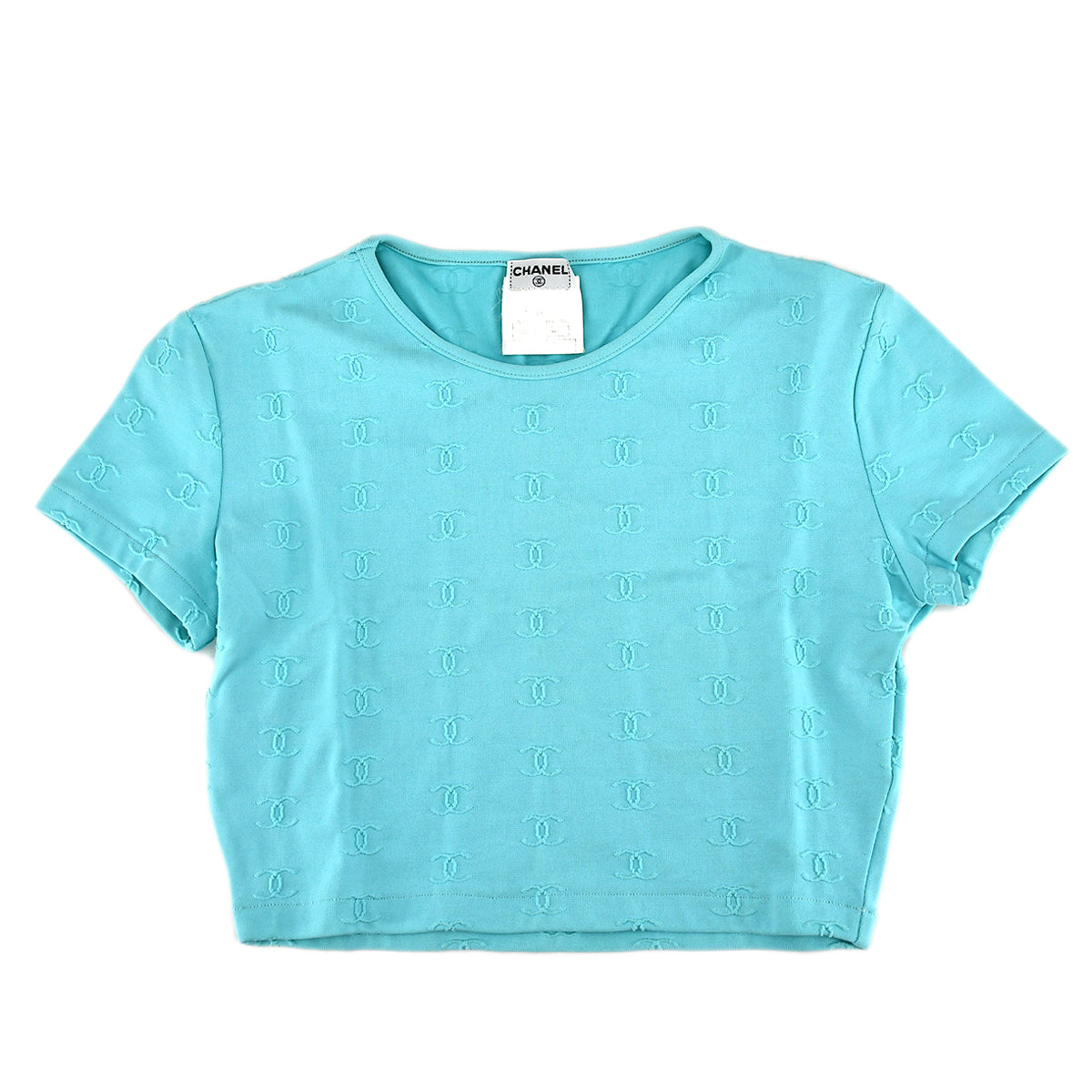 Luxury Chanel Cropped T-shirt Light Blue 97P #36