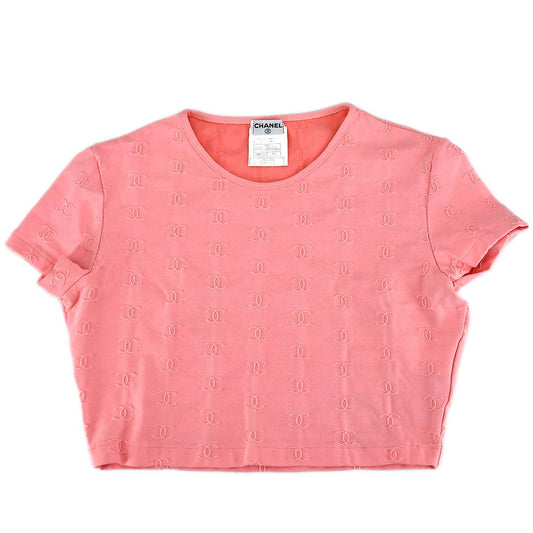 Luxury Chanel Cropped T-shirt Pink 97P #40